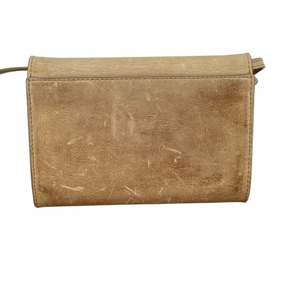 Frye Melissa Wallet Crossbody Bag Distressed Tan Leather Shoulder Purse - Picture 4 of 16